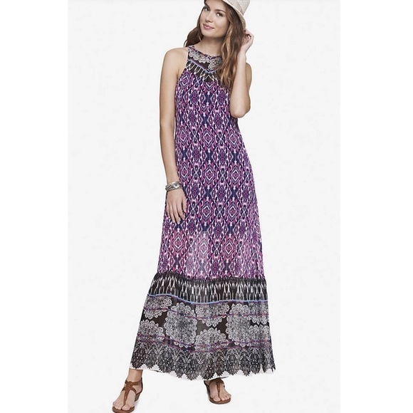 Express boho chiffon maxi dress half slip medium - Picture 1 of 12